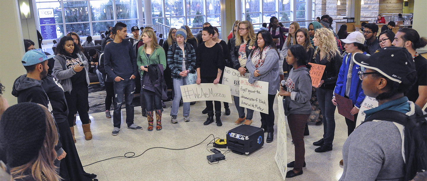 Minnesota State University student rally for Black Lives Matter in the Centennial Student Union