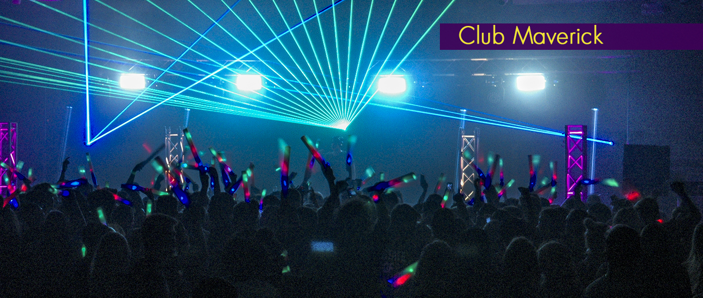 The Maverick club at a concert with blinking LED lights