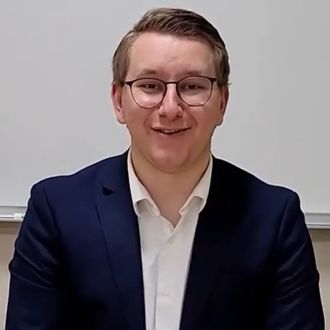 Screenshot of a history student talking during a Zoom meeting