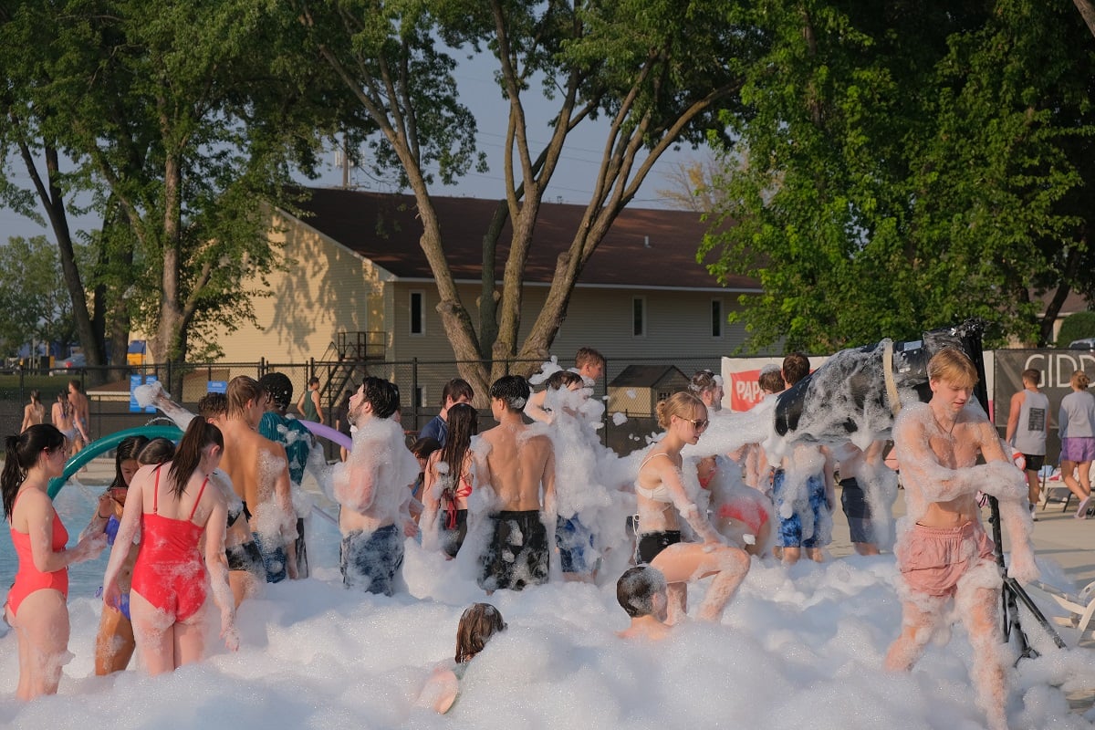 People in a large pool