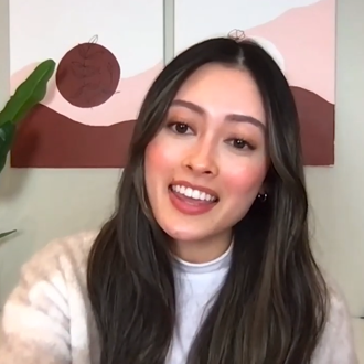 Screenshot of a marketing student talking during a Zoom meeting