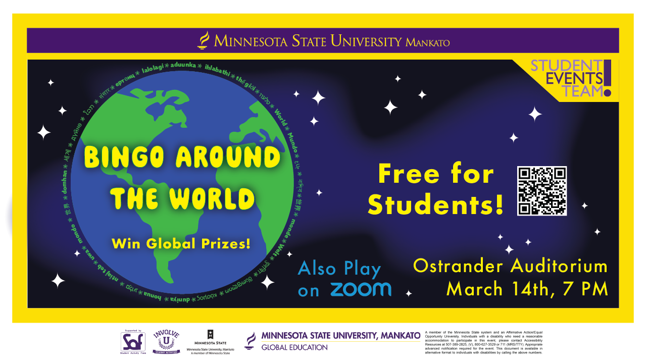 a poster with text and globe in the middle