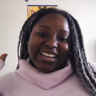 Screenshot of a nursing student talking during a Zoom meeting