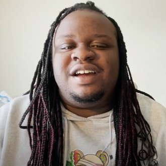 Screenshot of a theatre arts student talking during a Zoom meeting