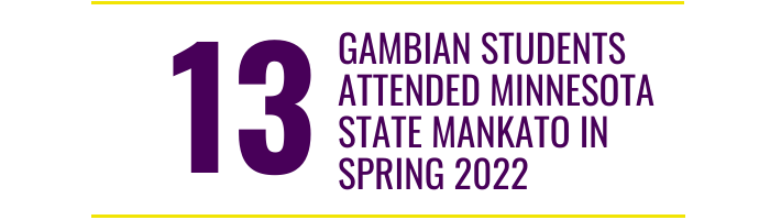 Banner image that says 13 Gambian Students attended Minnesota State University Mankato