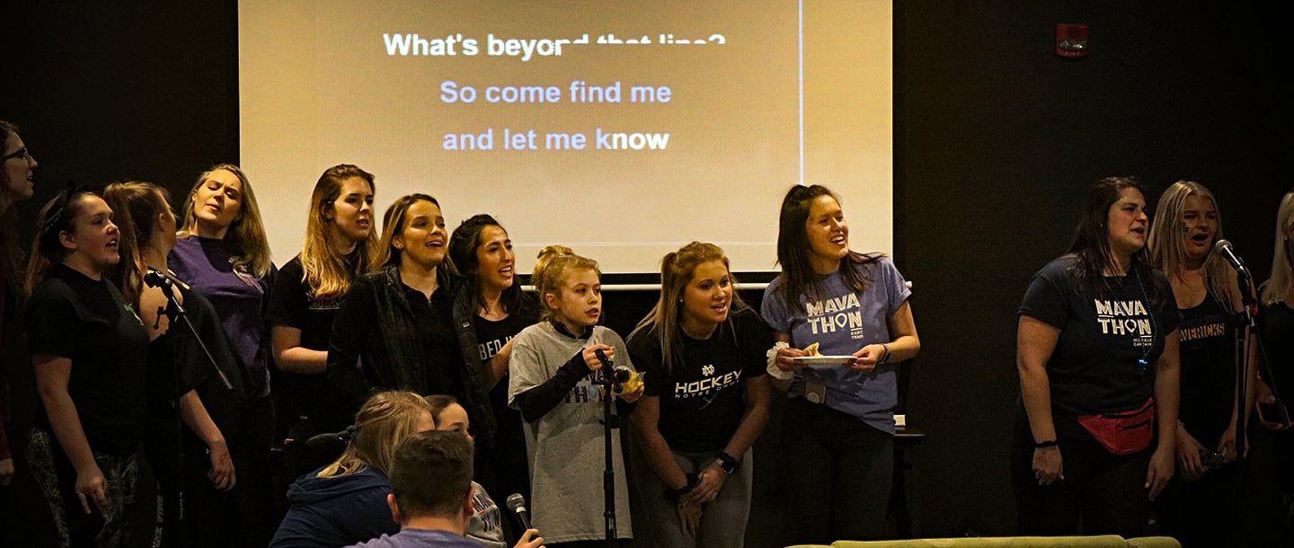a group of female students are singing in Mavathon Karaoke