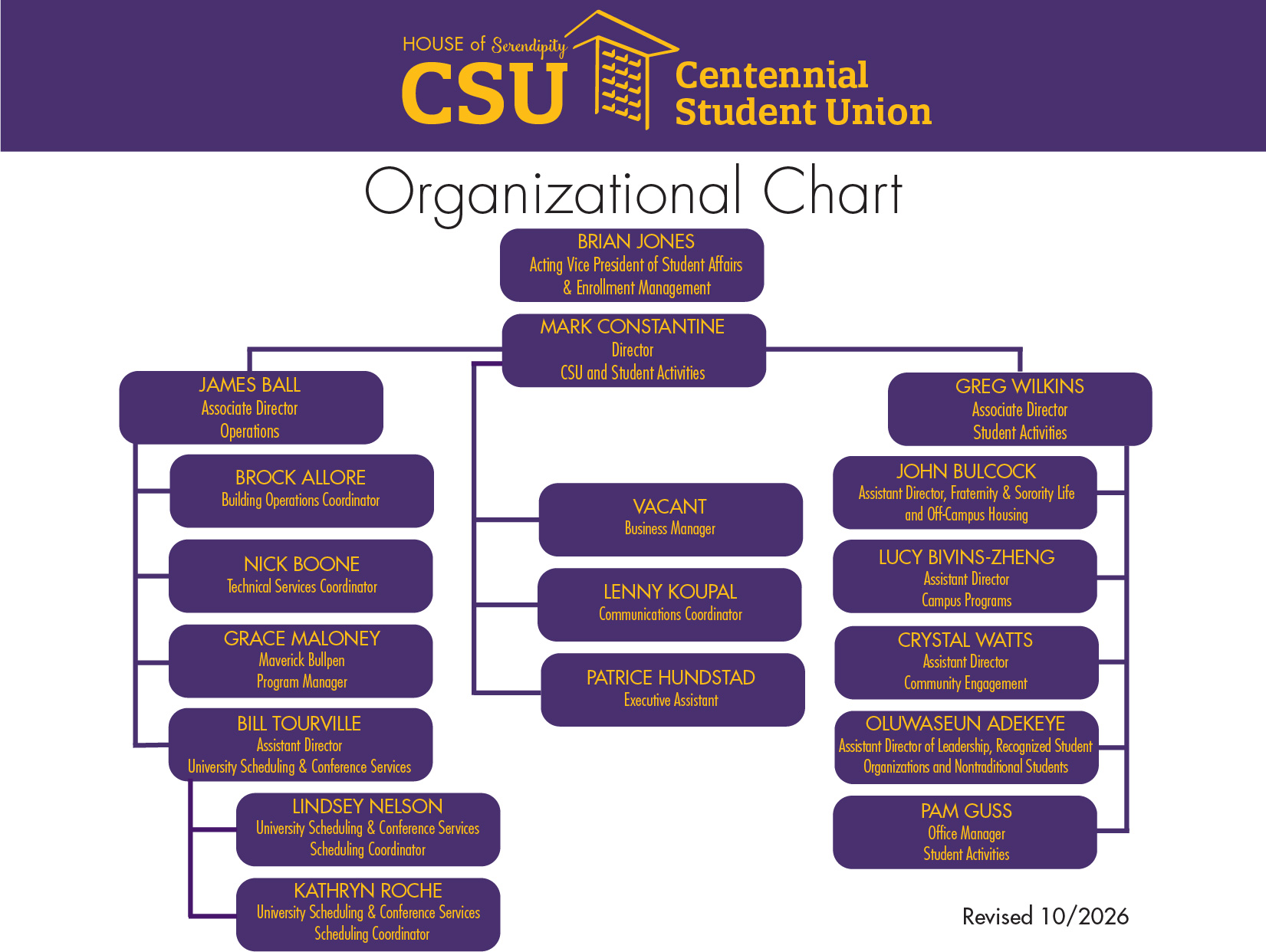 CSU Organizational Chart graph; full text content listed below