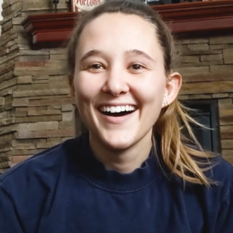 A screenshot of a career development student talking on recreation, parks, and leisure services during a Zoom meeting