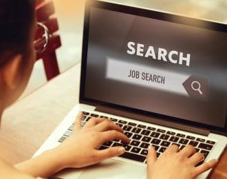 Job search typed in a search bar