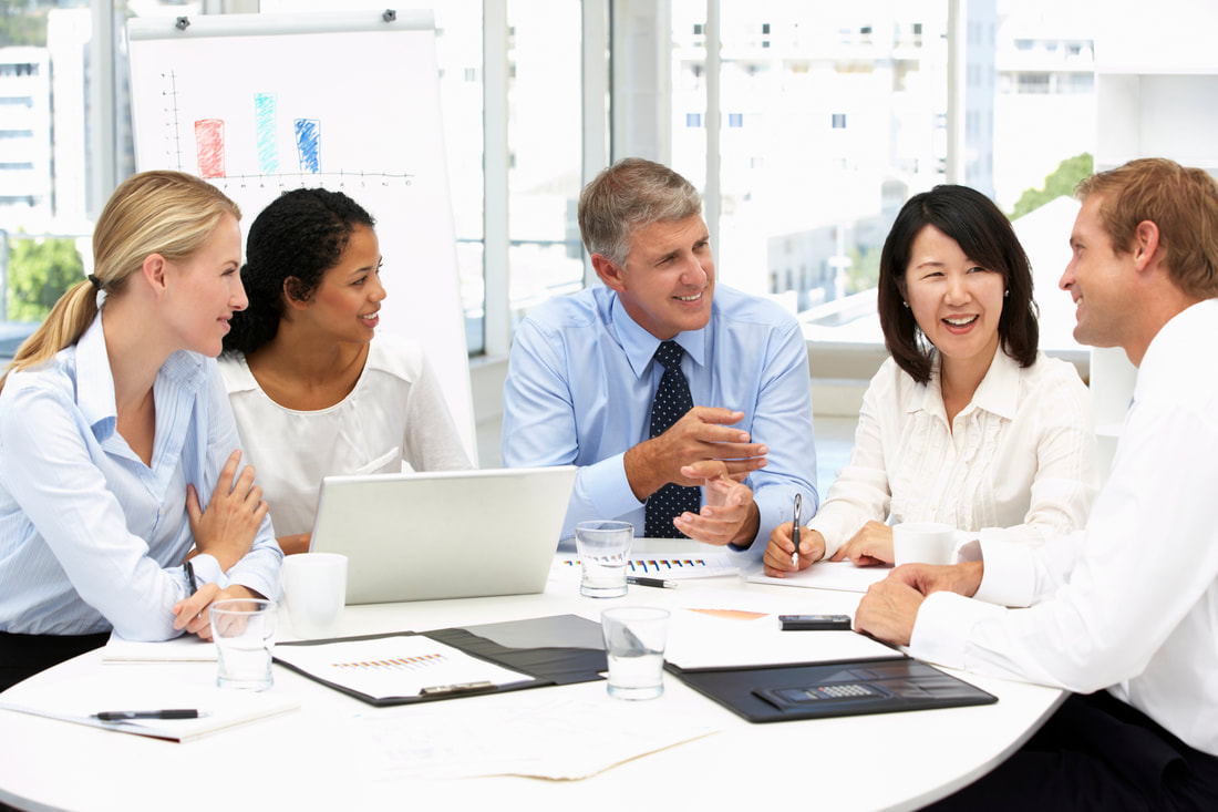 a group of people having a discussion