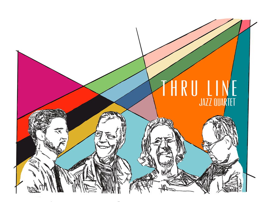 Album cover for the Thru Line Jazz Quartet featuring the band members as line art