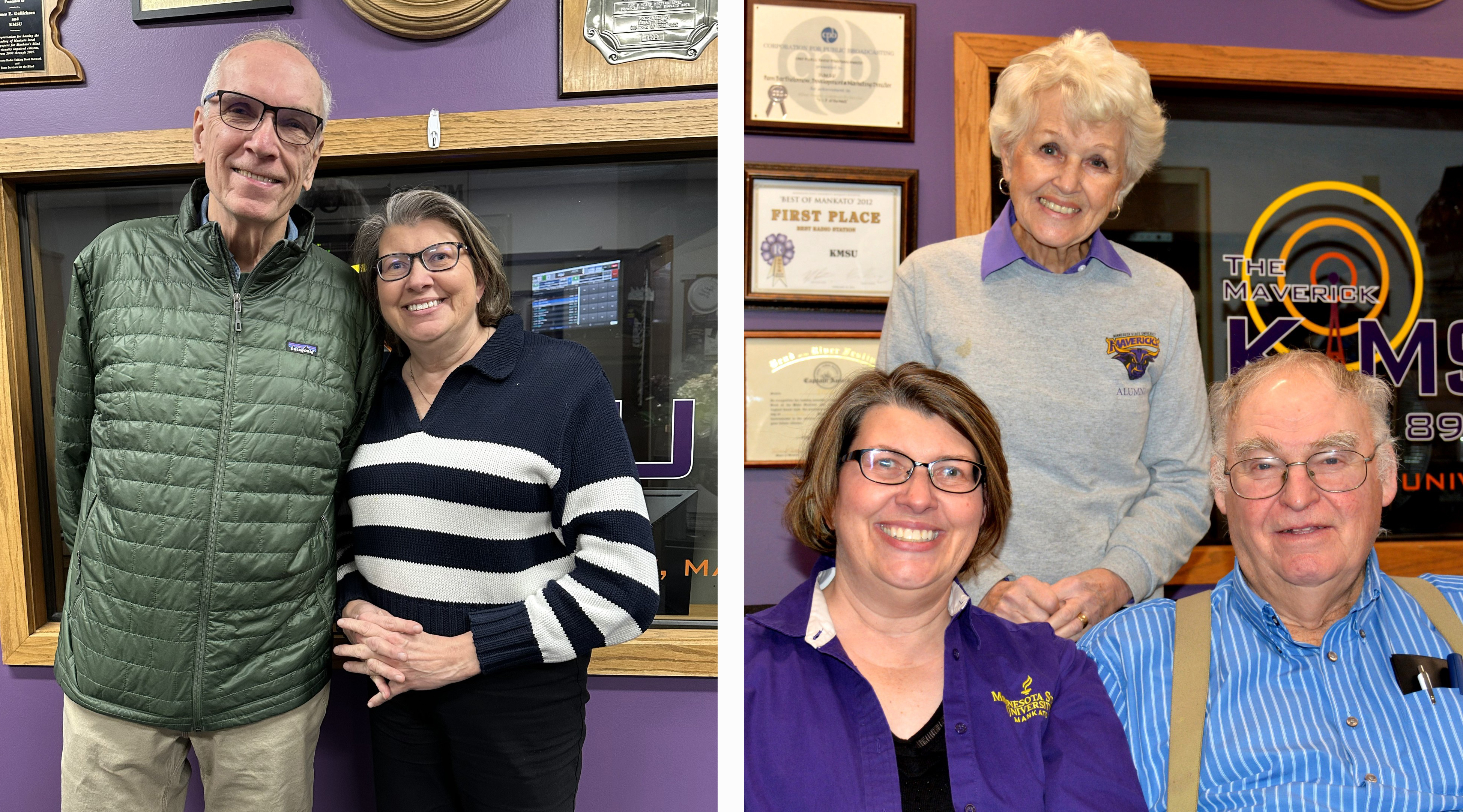 Karen Wright pictured with Al Batt, Barb Lamson, and Harvey Hesse