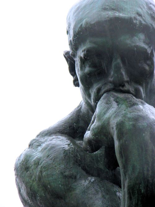 Close up view of the thinker sculpture