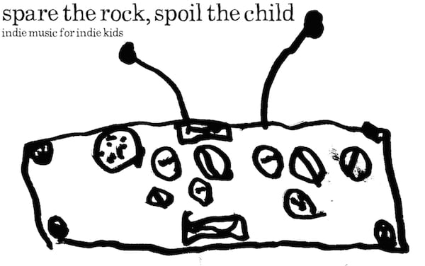 Crude black and white drawing of a radio. Spare the Rock, Spoil the Child. Indie music for indie kids.