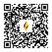 Black-and-white QR code with a flame logo in the center, linking to the Mankato Area Lifelong Learners online donation form