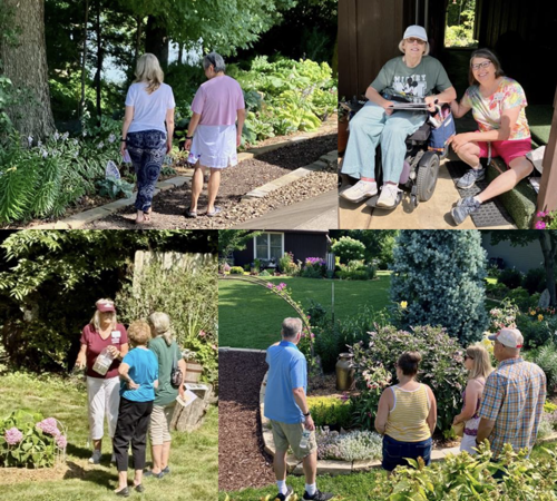 Photo collage of the Nancy Zwickey Memorial Garden Tours during the Saturday, July 18 special event