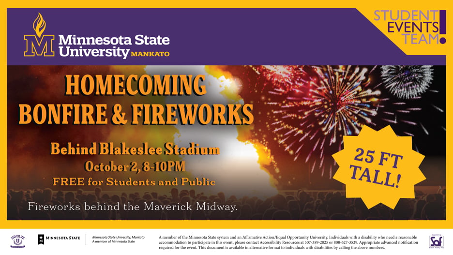 Bonfire and Fireworks will be behind Blakeslee October 2 from 8 to 10 Free for everyone