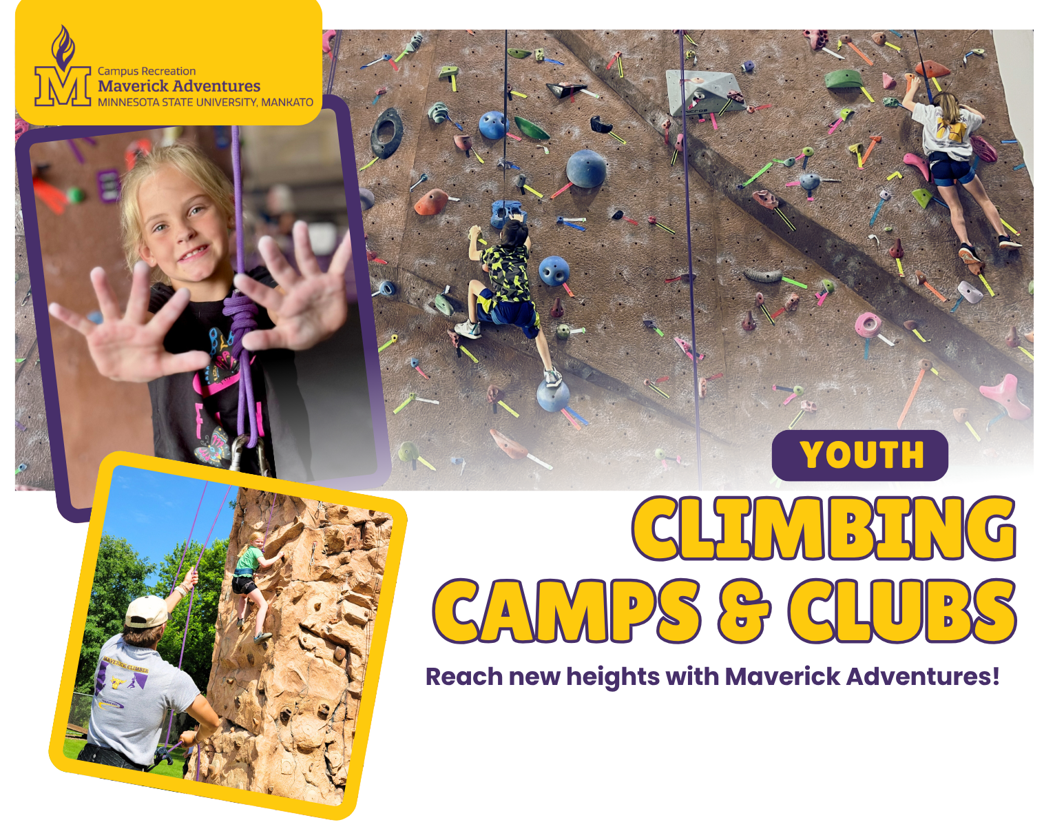 Picture of youth climbers with the title Climbing Camps and Clubs