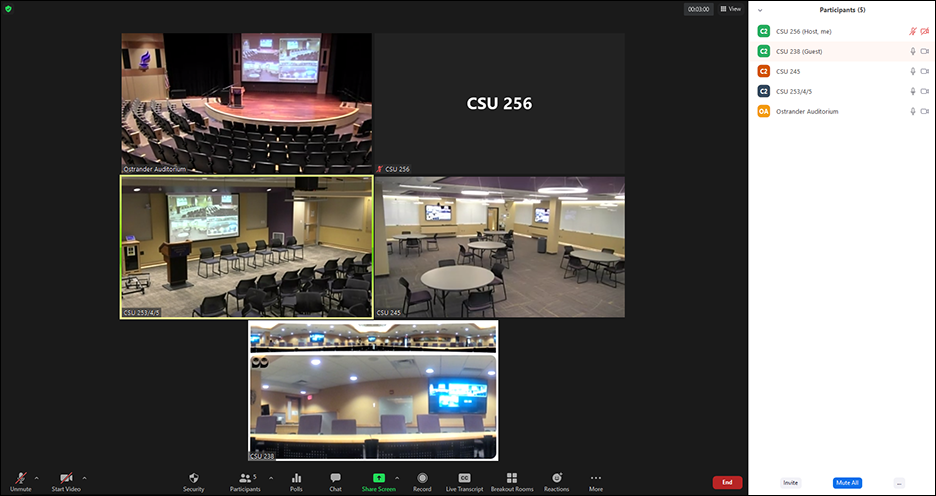Different rooms of CSU in a Zoom meeting