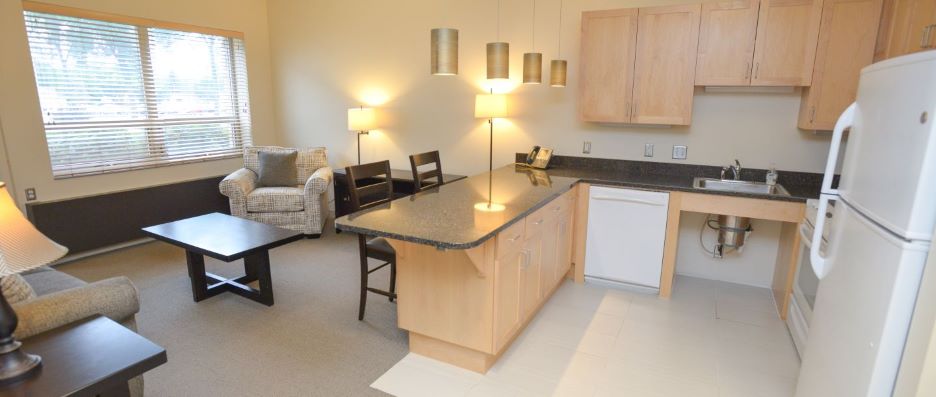 View of living room with window inside the PS 106 Hall Resident staff apartment